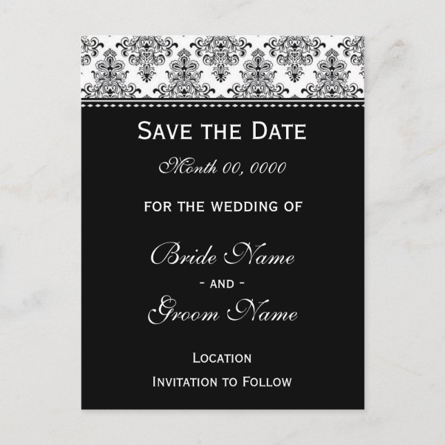Save the Date - Black & White Announcement Postcard (Front)