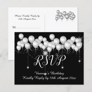 Save the Date Black WHITE Balloons All Occassion 2 Announcement Postcard