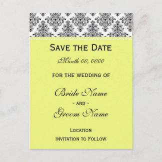 Save the Date - Black & White & Corn Yellow Announcement Postcard