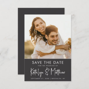 Save The Date Black & White Fun Script Mariage photo moderne