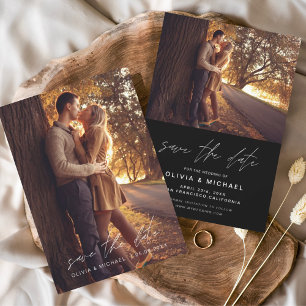 Save the Date Black White Handwritten Wedding