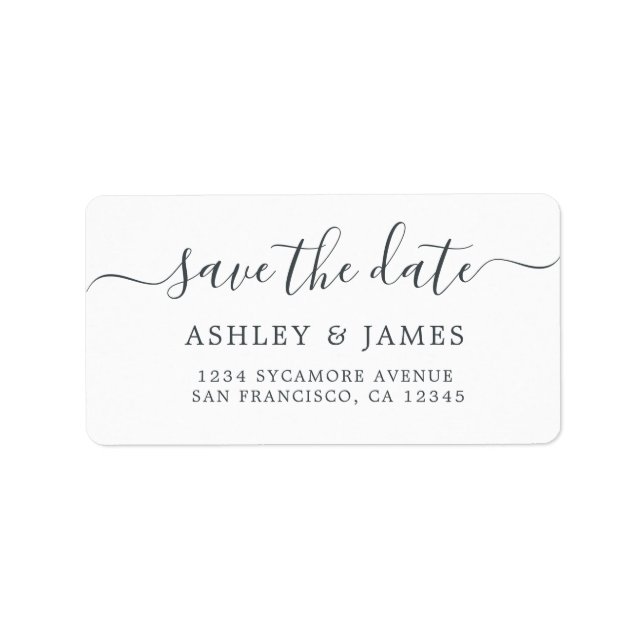 Save the Date Black White Return Address Labels (Front)