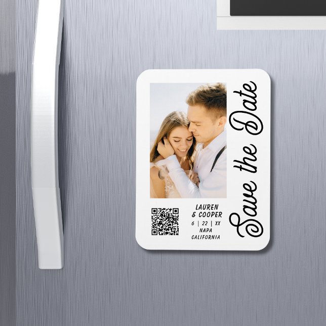 Save The Date Black White Stylish Modern Wedding Magnet (Creator Uploaded)