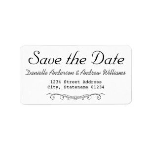 SAVE THE DATE BLACK WHITE WEDDING LABEL