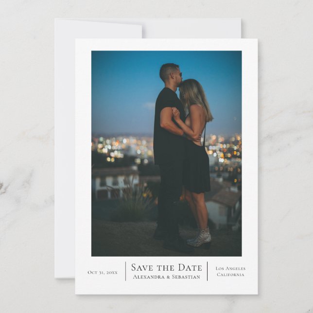 Save The Date Black White Wedding Personalized (Front)