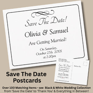 Save The Date -Black & White with Infinity Scroll  Announcement Postcard