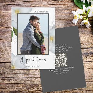 Save The Date Blanc Enregistrer la date Photo QR Code Floral Mag