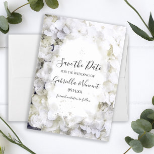 Save The Date Blanc Hydrangeas Watercolor Wedding Enregistrer la