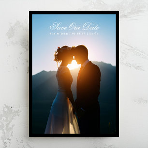 Save The Date Blanc Premium Script Classic Photo Black Frame