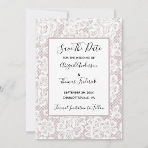 Save The Date Blanche dentelle Mauve Dusty Rose rose Enregistrer