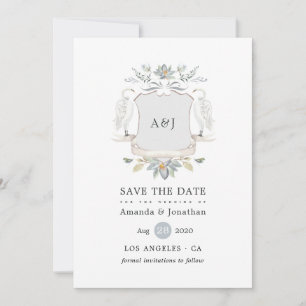 Save The Date Blason de mariage monochrome au bord du lac à l'aq
