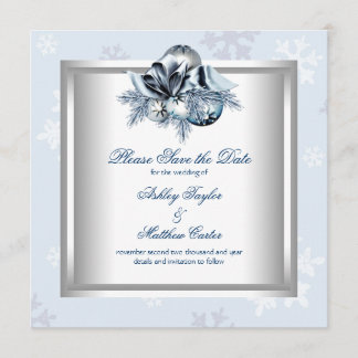 Save The Date Bleu blanc Snowflake Mariage d'hiver Enregistrer l