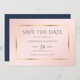 Save The Date Bleu bleu marine et mariage d'or Enregistrer la da
