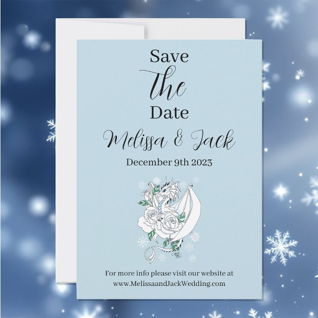 Save The Date Bleu des flocons de neige du dragon blanc d'hiver (Créateur téléchargé)