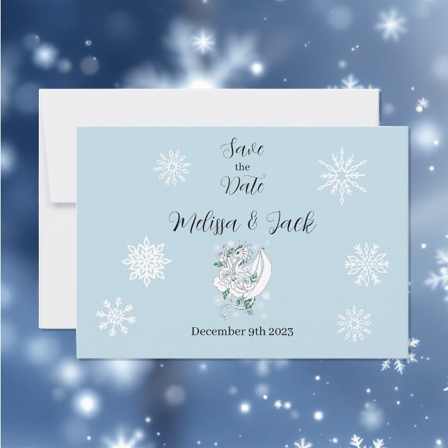 Save The Date Bleu des flocons de neige du dragon blanc d'hiver (Créateur téléchargé)