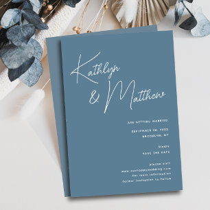 Save The Date Bleu Dusty Script minimaliste moderne