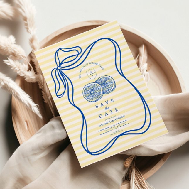 Save The Date Bleu Mariage de l'arc méditerranéen (Créateur téléchargé)