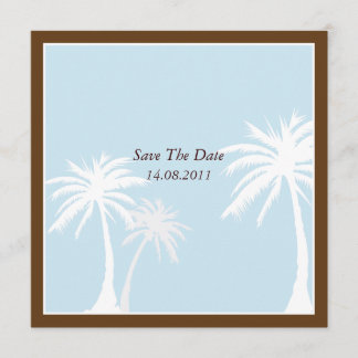 Save The Date Bleu / marron Palm Tree Mariage Enregistrer la dat
