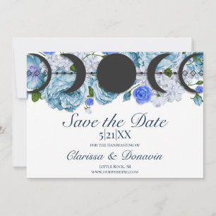 Save The Date Bleu Rose Lune Phase Wiccan Handfasting