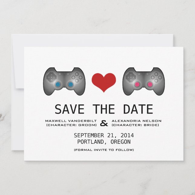 Save The Date Bleu rose mignon joueur Enregistrer l'Invitation d (Devant)