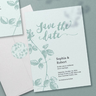 Save The Date Bleu Rustique Floral Fantaisie 