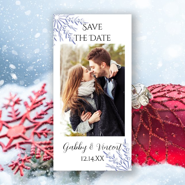 Save The Date Bleu Snowflake Mariage d'hiver Enregistrer la date (Créateur téléchargé)