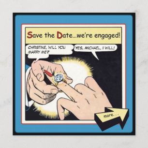 Save The Date Bling style bande dessinée Enregistrer la date Ble