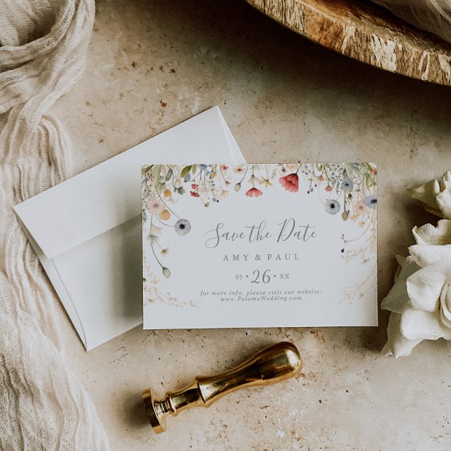 Save The Date Blissful Boho Fleur sauvage Mariage horizontal (Créateur téléchargé)