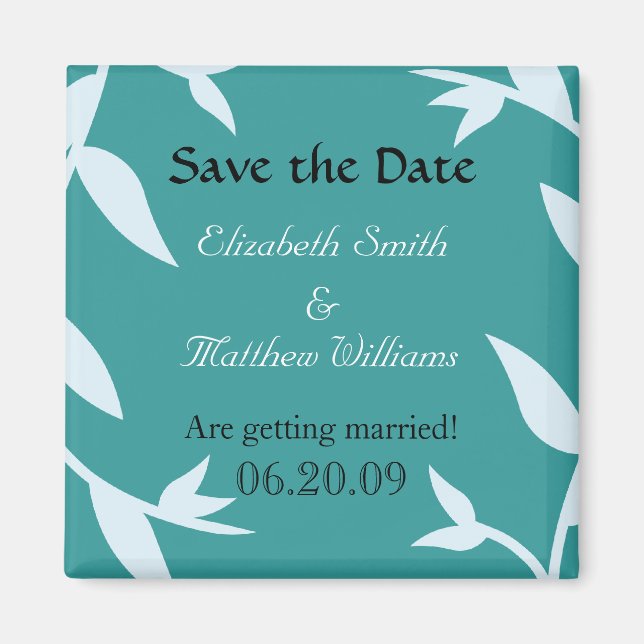 Save the Date Blue 2 Vines Magnet (Front)