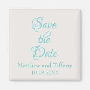 Save the Date Blue and Silver Wedding Magnet