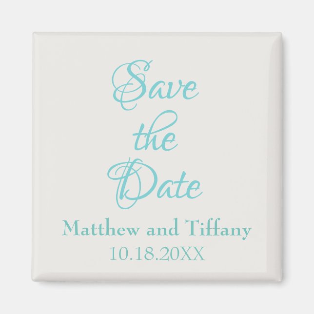 Save the Date Blue and Silver Wedding Magnet (Front)