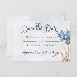 Save The Date Blue Cornflowers & Blé Field Mariage bleu