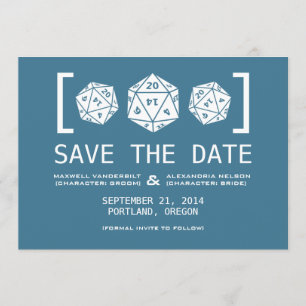 Save The Date Blue D20 Dice Gamer Enregistrer l'Invitation de da