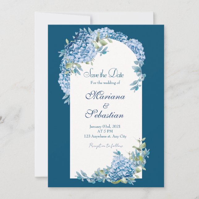 Save The Date Blue Elegant Rustic Simple Elegant Enregistrer les (Devant)