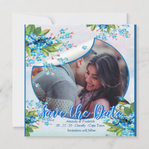 Save The Date Blue Forget-me-not Flower Enregistrer les dates