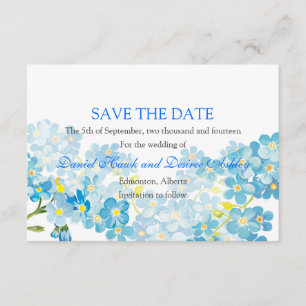 Save The Date Blue Forget Me pas sauver la date Jardin Mariage