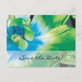 Save the Date! Blue Green Flower Postcard