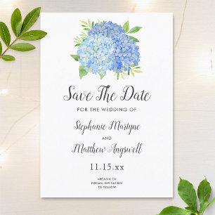 Save The Date Blue Hydrangea Floral Mariage d'aquarelle