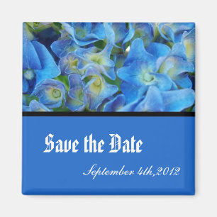 save the date, blue hydrangea flowers magnet