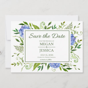Save The Date Blue Hydrangeas