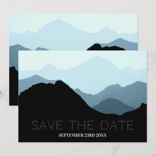 Save The Date Blue Mountain Range, Mariage rustique (Devant / Derrière)