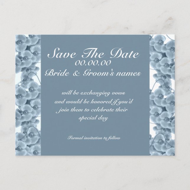 Save the date blue orchid - customizable template (Front)