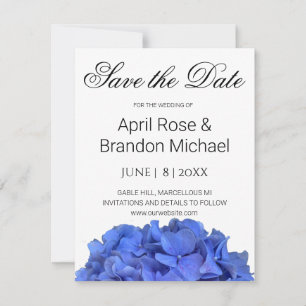 Save The Date Blue periwinkel élégantes hydrangées florales