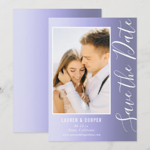 Save The Date Blue Stylish Script Modern Wedding