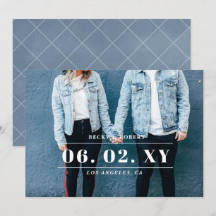 Save The Date Blue Stylish Simple Moderne Typographie Photo
