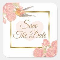 Save the Date Blue vintage Bird Wedding Sticker