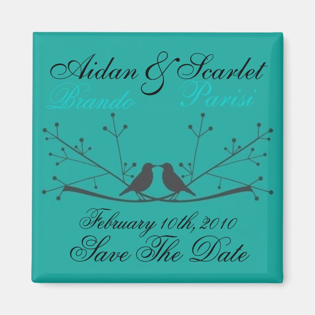 SAVE THE DATE BLUE WEDDING  MAGNET - Customized (Front)