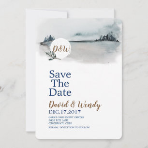 Save The Date Blue Winter Wonderland Wedding enregistrer la cart