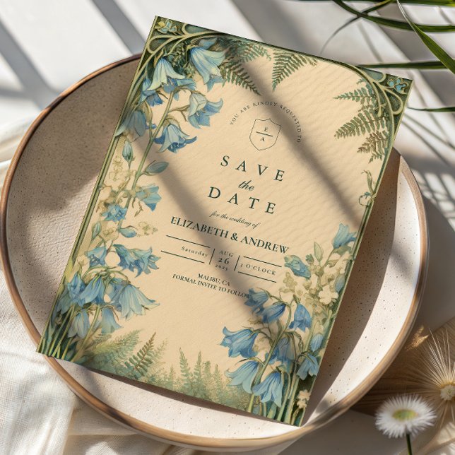 Save The Date Bluebell Art Nouveau Wedding (Créateur téléchargé)