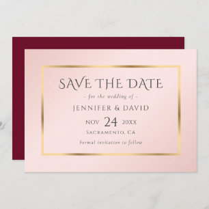 Save The Date Blush et Gold Wedding Enregistrer la date